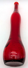 Hand Blown Red Tall Skinny Wavy Wine Bottle Cork Stopper Italy