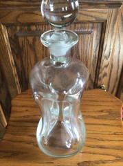 Vintage Clear Glass Pinch Decanter Bottle Wine Blown Polished Pontil 12”