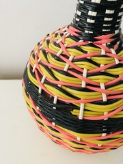 MCM Viresa Plastic Scoubidou Woven Wicker Demijohn Wine Bottle with Handle