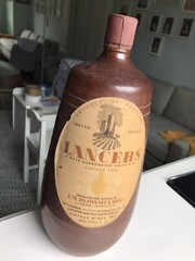 1955 VINTAGE LANCERS ROSE CLAY-CROCK 15” JEROBOAM BOTTLE WITH ORIGINAL FOIL CAP