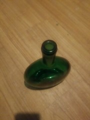 Vintage Collectible Green Glass Bocksbeutel Flattened Ellipsoid Shape 750 mL