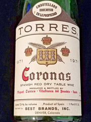 Vintage Rare – 1971 – Torres Coronas Spanish Red – Collectible Empty Wine Bottle