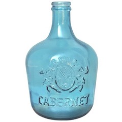 Vidrios San Miguel 17” Glass CABERNET Bottle Wine Jug Vase Aqua BLUE Recycled