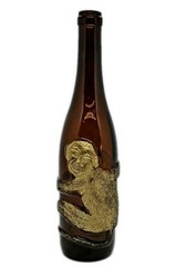 Decorative collectible empty wine bottle Baden AffentalerGold painted 3-D Monkey