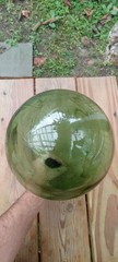 Antique Hand Blown Round Bottom Green Glass Wine Bottle
