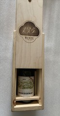 135th Anniversary Wente Vineyards Wine Wood Box, Signed Empty Bottle Collectible
