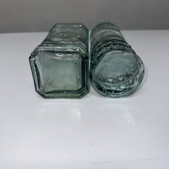 2 Blue Green Vintage Wine Bottles Glass