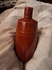 Vintage Lancers Wine Bottle Red/Brown Stoneware Jug 9&Prime; Portugal EUC!