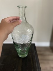 Glass Demijohn Bottle – Wavy Glass Bottle – Antique Demijohn – Light Green Glass