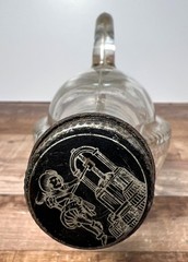 Vintage London Red Wine Glass Bottle With Handle & Embossed Pattern