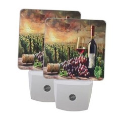 Grapes Wine Glass Bottle Night Lights 2 Pack Plug-in Wall Led 3×4.5×1.4 in A068