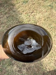 Antique WINE Vino Amber Glass Hand Blown Bottle= APPLIED TOP = Pontil on Bottom
