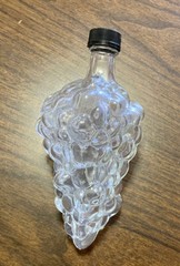 Clear Glass 6.5” Tall Bunch of Grapes Shape Vintage Wine Bottle
