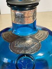 Vintage Italian Beccaro Acqui Cobalt Blue Glass Wine Bottle Made in Italy