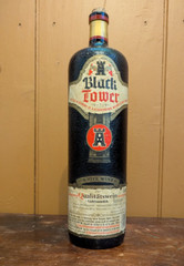 Vintage 1984 Black Tower German White Wine Empty Bottle 1.5 Liters Crock Style