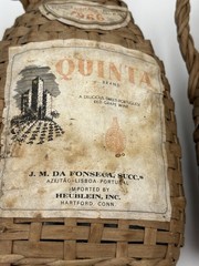 2 Vintage Wicker Case Wine Bottles 1966 – Quinta Lisbon Wine – Portugal (empty)