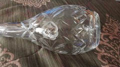 Vintage Cut Glass Crystal Wine Decenter Clear Crystal 3 Rose Around Wine Bottle