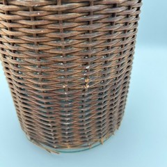 Antique Wicker Wrapped Aqua Glass Demijohn Demi John Bottle Jug Wine Basket