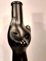 Moselland Black Happy Cat Riesling Wine Bottle Empty 13” Great Halloween Decor