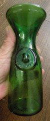 Vtg lot 2 Emerald Green Mold Blown Glass Wine 6&Prime; Carafe Seal Bottle 1/2 Litre