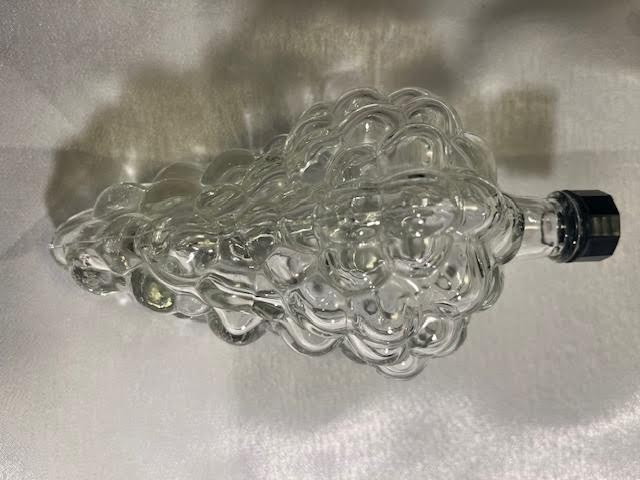 Vinatage Glass Bunches of Grapes Bottle w/Black Cap 6.5&Prime;