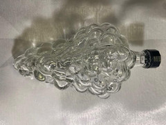 Vinatage Glass Bunches of Grapes Bottle w/Black Cap 6.5&Prime;
