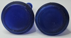 Vintage MCM Pair Morey Mallorca Frosted Cobalt Blue Glass Wine Bottles 11 1/2&Prime; T