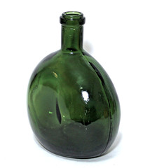 Vintage Glass Wine Bottles Brown Amber Flask & Green Mateus Set 2