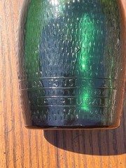 Vintage JM da Fonseca Portugal Textured Green Glass Bottle Fish Scale Pattern