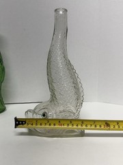VTG Italian Green Fish Shaped & Portuguese 1969 Fish Shaped Glass Wine Bottles