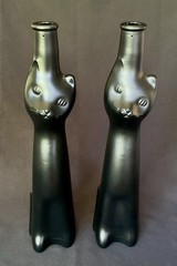Cat Shaped Empty Wine Bottle 13&Prime; Tall Black Rheinhessen Riesling Glass Germany 2