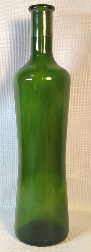 Asymmetrical Dark Green 750ml Empty Wine Bottle 12&Prime; Vintage Hourglass Shape EUC