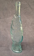 Vintage Italian Fish Shaped Green/Blue Glass Wine Bottle 13.5” Pescevino Beach