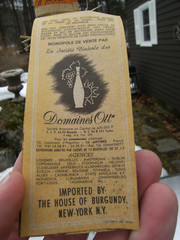 Vintage, Domaines Ott, 75 cl. wine bottle(empty) with tag and wine map. 1969