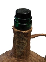 Vintage Old Madeira Wine Meio Seco Wicker Wrapped Empty Bottle Portugal