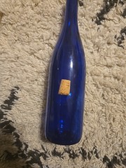 Vintage Cobalt Blue Glass Decorative Wine Bottle Empty 750ML 12” Tall
