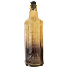 9” Amber Glass Bottle Etched Valle d&rsquo;Aosta Italy Wine Crest Est. 1925 Black Cork