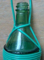 Miniature Wrapped Wine Bottle 3⅜ » Tall Green Plastic 1¾ » Diameter