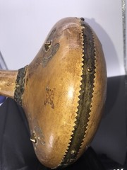 Vintage Leather Wrapped Wine Bottle Made In Italy 9” Tall 8.5” Wide No Top