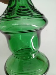 Vtg Italian Cevin Cut Green Glass Italian Wine Bottle Beautiful With Cork