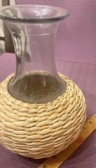 Vintage Red Chianti Wine Decanter Wicker And Glass 11.5” H