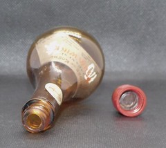 Vintage Small Amber Glass Bottle House of Kashu Japanese Plum Wine w/ Label, Lid