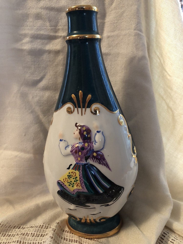 Viana Teal Green Dancing Girl Decorative Empty Wine Bottle 🇵🇹 Portugal