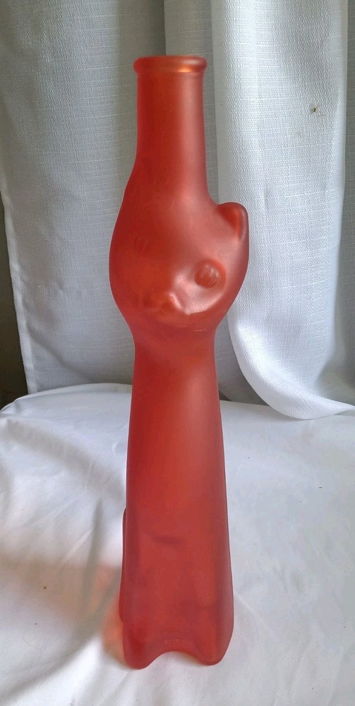 Rheinhessen Riesling Red Happy Cat Empty Wine Bottle 13&Prime; Tall