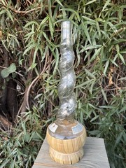 Empty Bottaro Spiral Glass Wine Bottle Italy 15.5” With Raffia wrap Tuscany