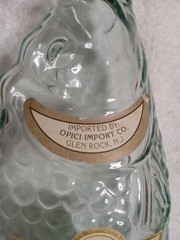 Vintage Green Glass Fish Shaped Wine Bottle 13&Prime; Empty Opici Pescevino Marche