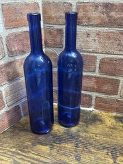 Vintage Cobalt Blue Glass Wine Bottles 750ml Collectible Bottles 12.5”