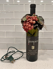 Vampire Wine Bottle with Red Tipped lights Grapes Leaves – UNIQUE & COOL!