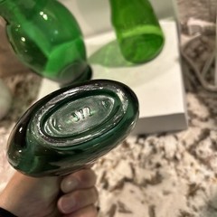 Vintage Green Glass Trio Lamont Vineyards 2/5 Pint Carafe Mid Century Bar Décor