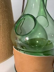 Hand Blown Lamp•Green Glass Wine Bottle Decanter With Chiller•Shade NOT Included